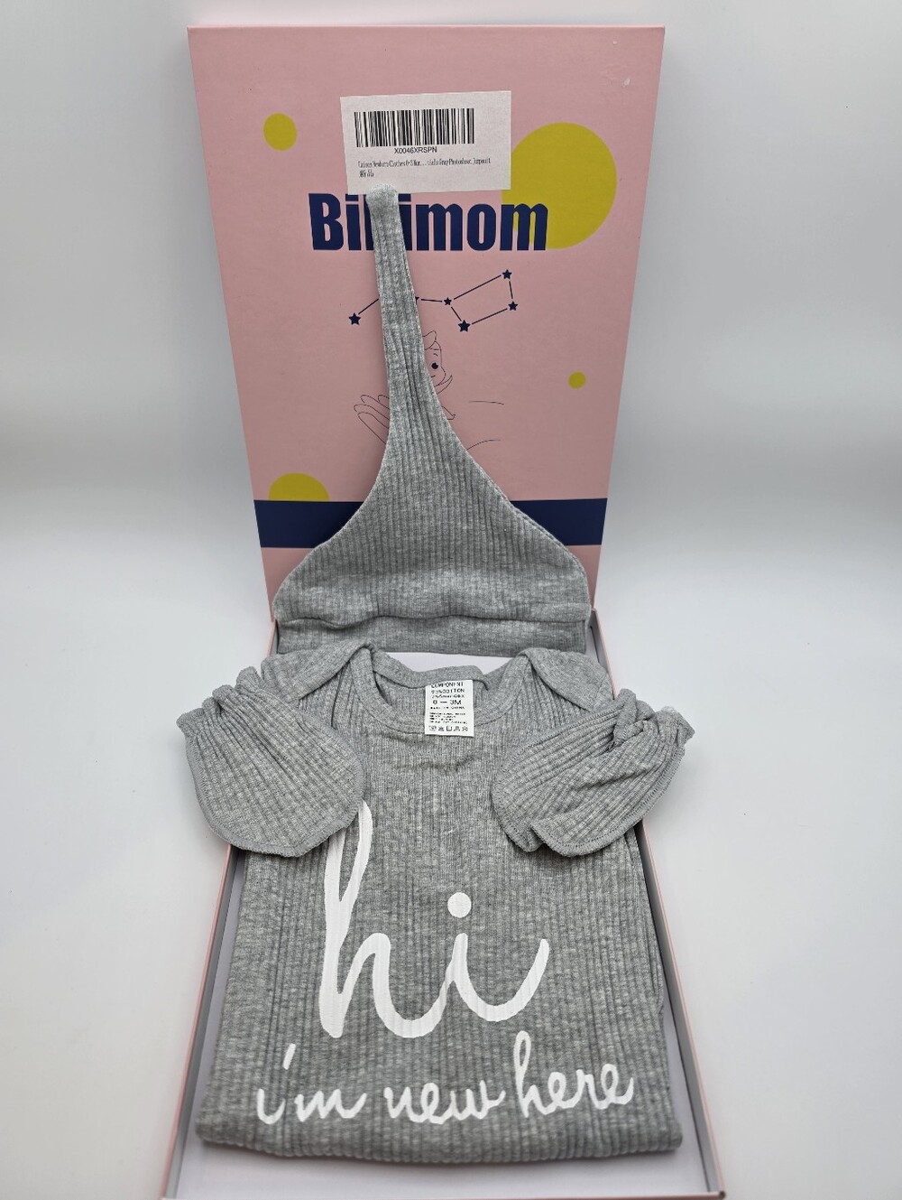 Bibimom "Hi I'm New Here" Ribbed Newborn Set